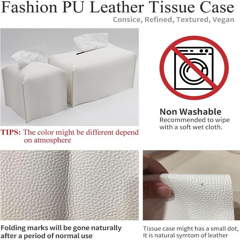 Square PU Leather Tissue Box Holder Modern Decorative Waterproof Organizer for Home End Table Office Countertop Car RV