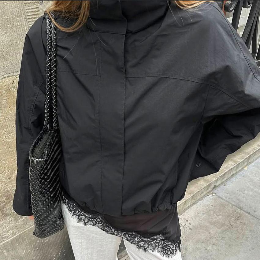 Linad Street Chic Giacca Rossa con Collo Alto e Zip Autunnale Casual Manica Lunga Capospalla Cappotti alla Moda Per Donna Top Femminili 2025