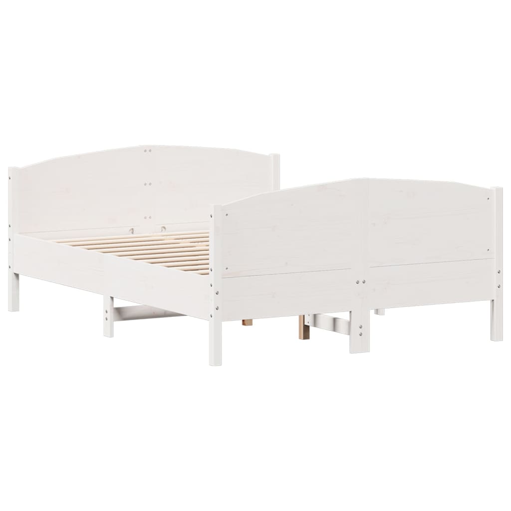 Vidaxl Bed Frame Without Mattress, White, 120X190 Cm, Solid Pine Wood