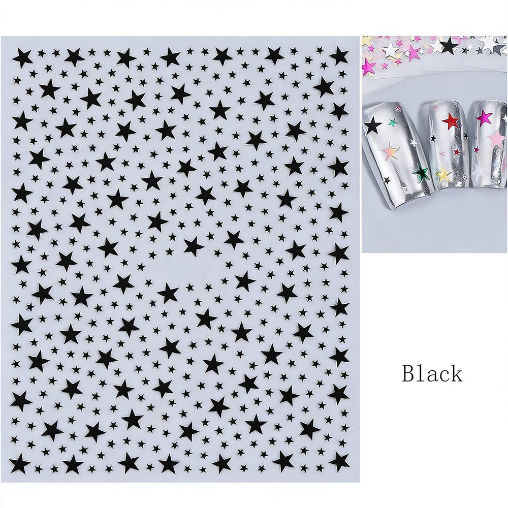 3D Y2K Dopamine Star Nail Stickers 3D Shiny Pink/Red/Green/Blue Five-Piont Stars Nail Decals 8*10cm Self-Adhesive Nail Decortion