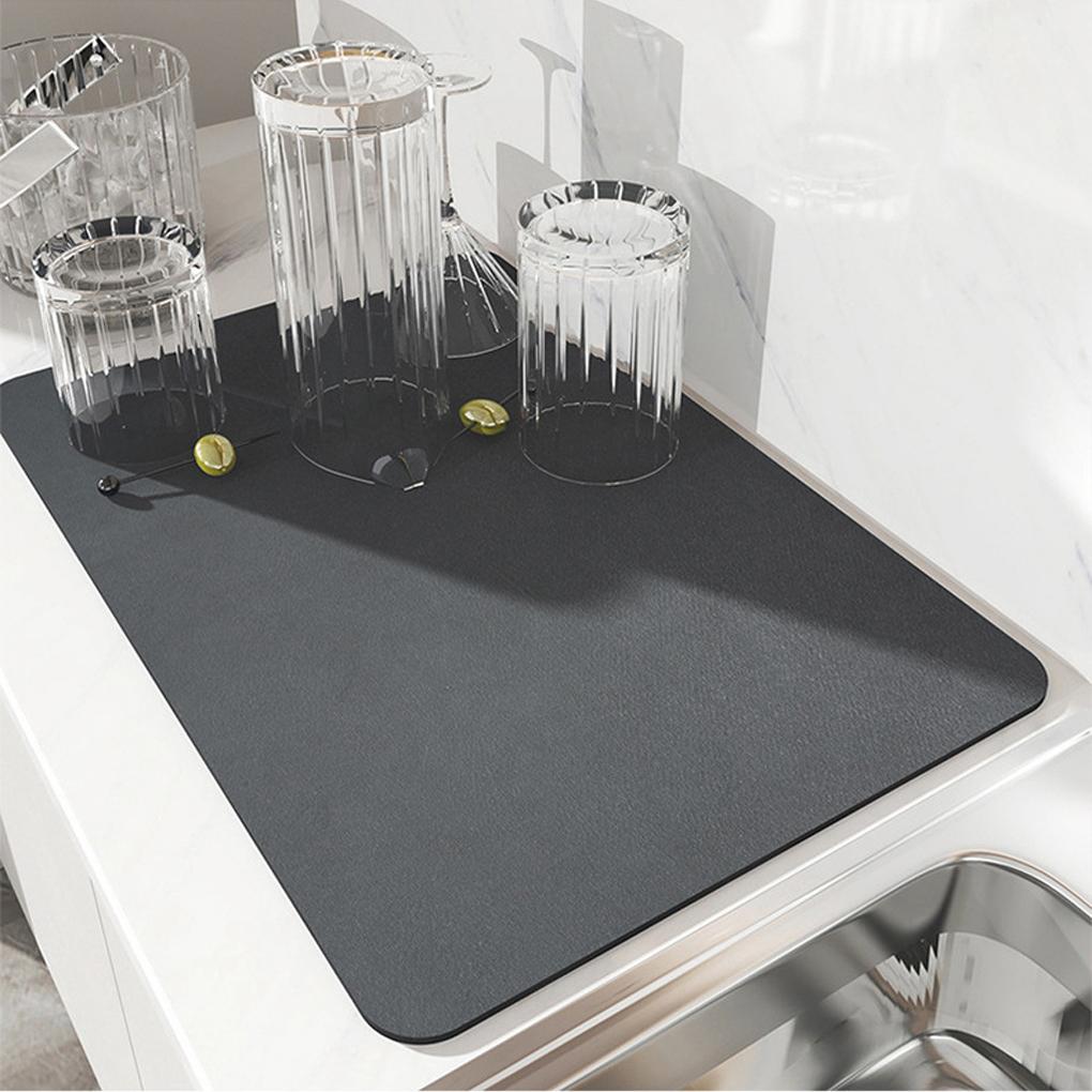Black Exquisite Dish Drying Mat For Clean And Tidy Countertop Table Decoration Accessories Absorbent Mat Kitchen