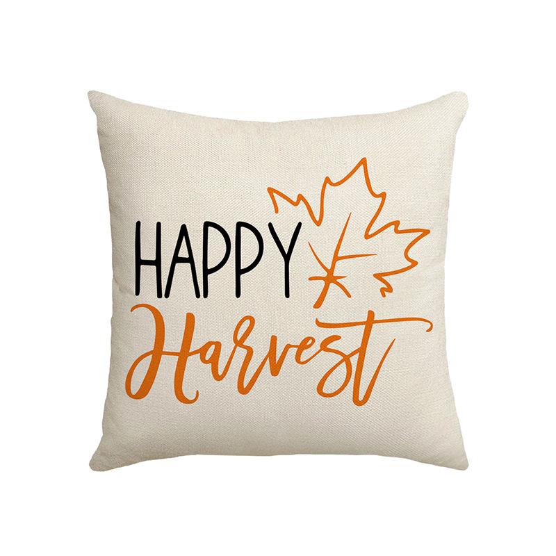 New Autumn Thanksgiving Pillow Cover Home Sofa Cushion Cover Linen Maple Leaf Pumpkin Car Pillow