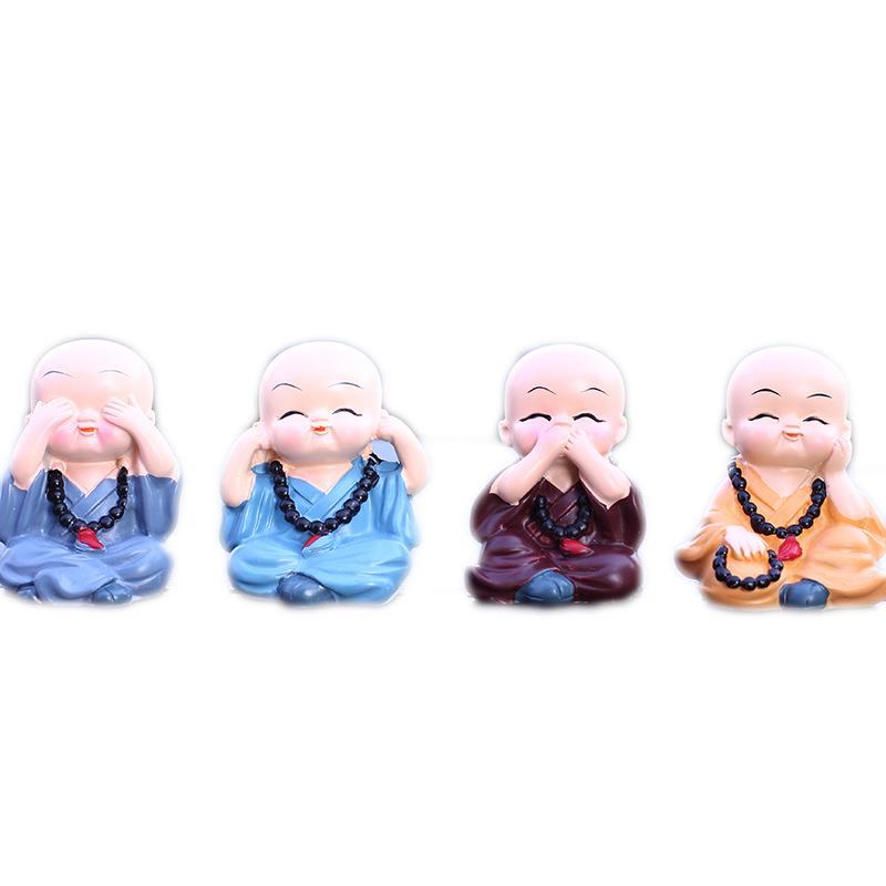 Creative Four Monks Car Ornaments: Auspicious Fruit Incense Holder for Car Interior Decorations