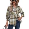 Damen Karohemd, Herbst Winter Langarm Reverskragen Lässige Bluse Mit Tasche, Europäischer Amerikanischer Stil Damen Oberteil