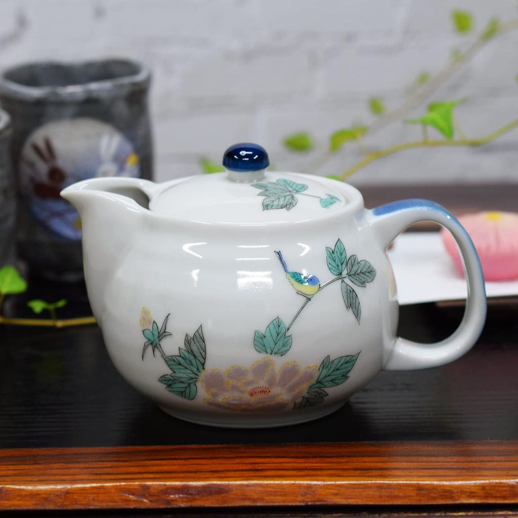 Stylowy czajniczek Kutani Ware Garnek Mały Ptak Ceramika Marka Japońskiej Zastawy Stołowej Wyprodukowano w Japonii W zestawie Sitko do Herbaty