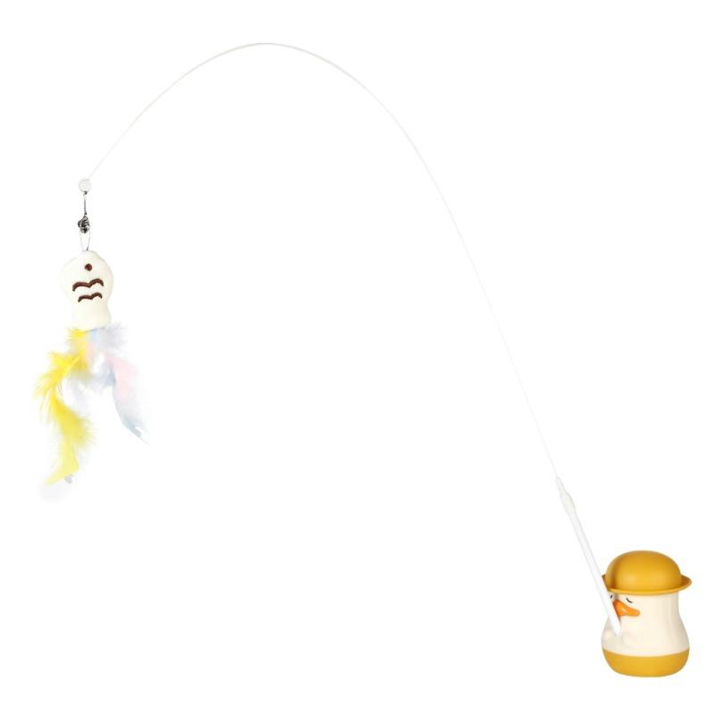 Multi-functional Cute Duck Cat Toy, Long-stick Feather Cat Toy, Self-entertaining and Boring Rotating Catnip Toy, Pet Supplies