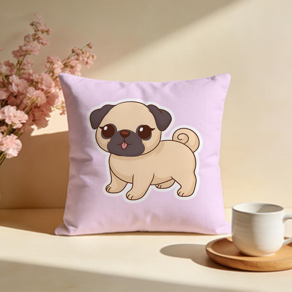 Lovable Sweet Heart Pug Cushion Cover Soft Pillow Cases for Home Bedroom Living Room Sofa