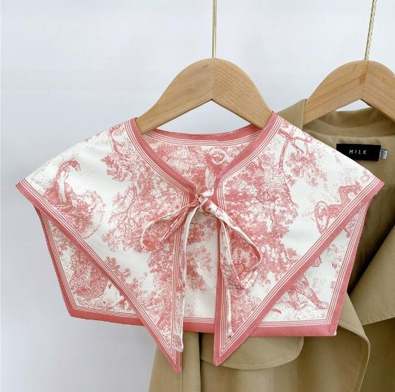 New Design Floral Shawl Fake Collar Women Detachable Collars Big Lapel False Collar Shoulder Wrap Scarf Clothing Accessories