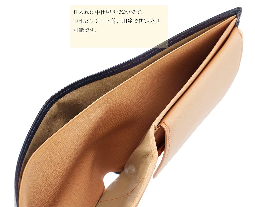 CYPRUS Bifold with Coin Purse and Bill Made in Japan with Genuine White Heron Navy Day Item Number 8222 Men's Wallet, Box-Shaped, Compartment,