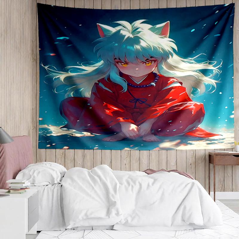 Inuyasha Tapestry for Bedroom Aesthetic Classroom Tapestries Wall Hanging for Living Room Dorm Office,Ideal Creative Gift
