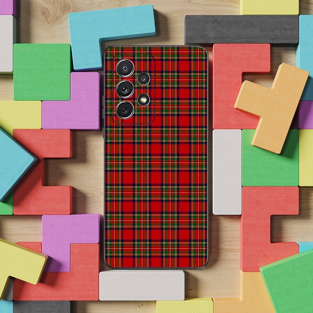 Scotland Art Tweed Check Phone Case For Samsung S25,S24,S23,S22,S21,S20,S10,Ultra,Plus,Lite,FE,Soft Silicone Black Cover