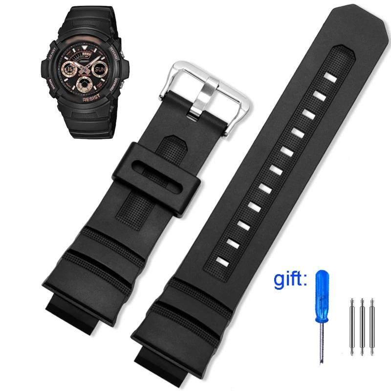 

Высококачественный силиконовый ремешок для часов Casio G-Shock AW-591/590/AWG-M100/101/G-7700/7710 Водонепроницаемый браслет Ремешки для часов 16mm
