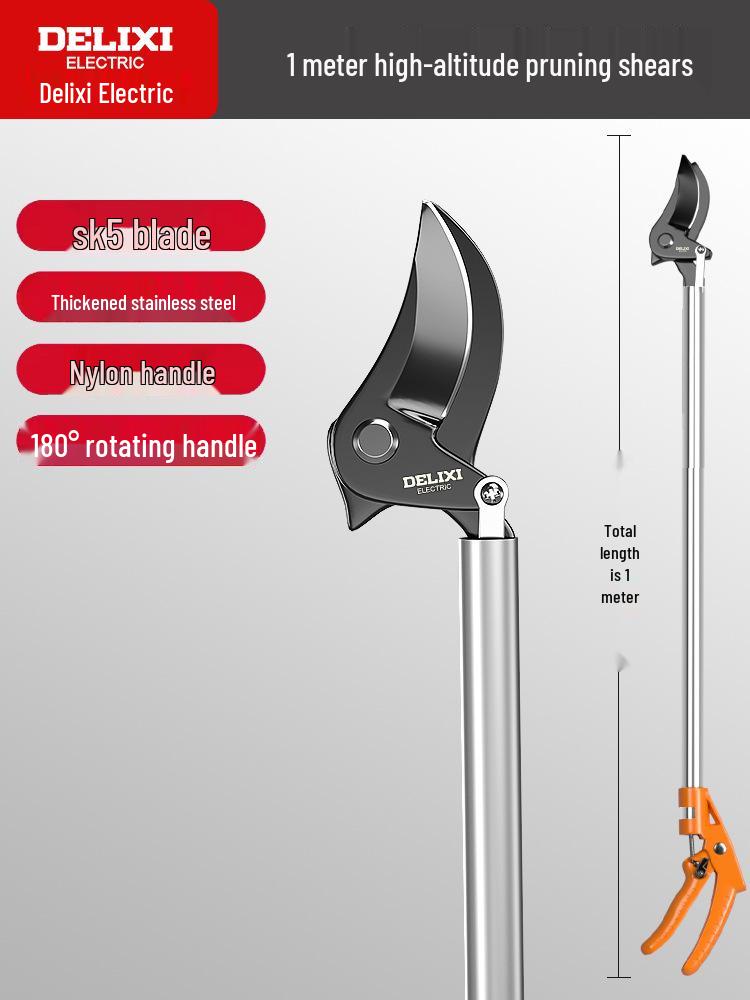 Delixi Elektrische Teleskop-Astschere für hohe Äste und Obstbäume.
