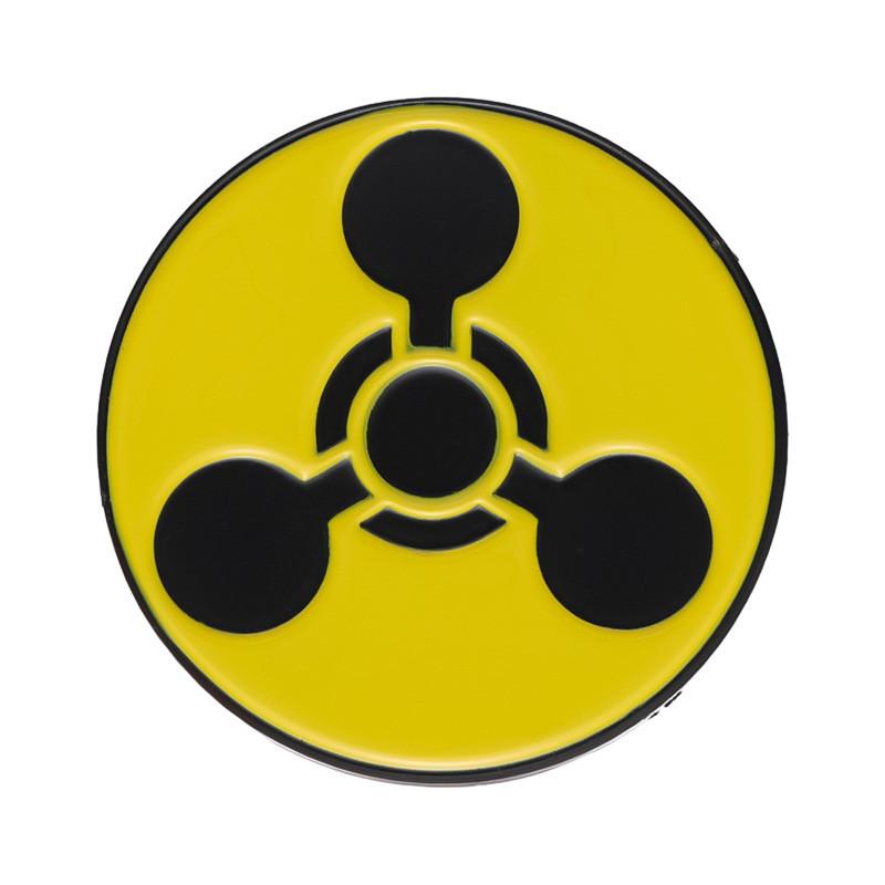 Contemporary Badge Metal Geometric Nuclear Radiation Brooch For Fashionforward Individuals