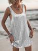 Losse Jurk Met Pailletten, U-hals, Mouwloos, Hoge Taille, Voor Casual En Feestelijke Gelegenheden