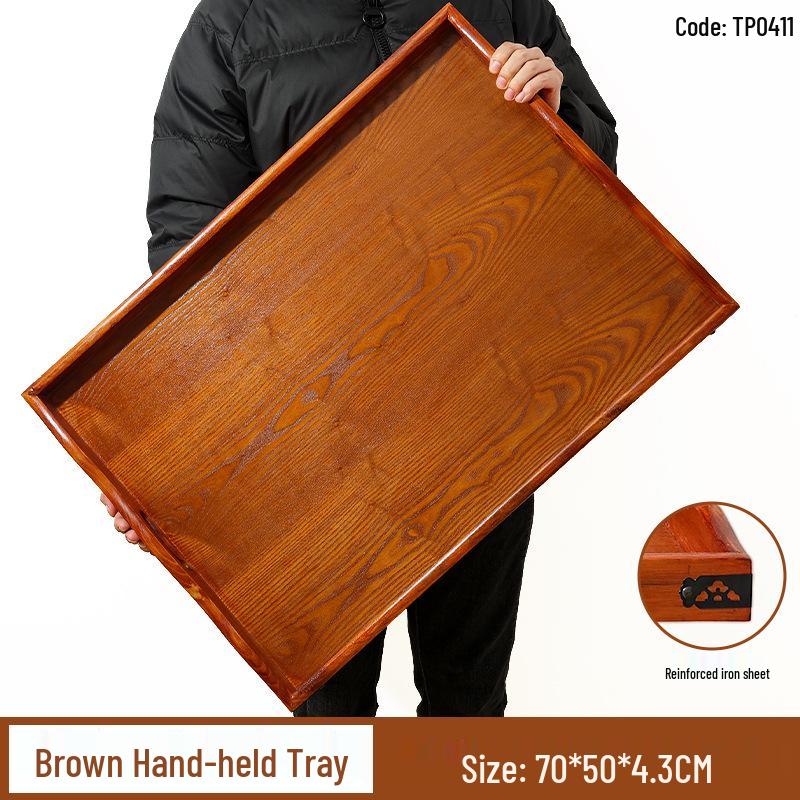 Handcrafted Japanese Orchid Rectangular Wooden Tea Tray with Custom Logo for Hotels and Restaurants