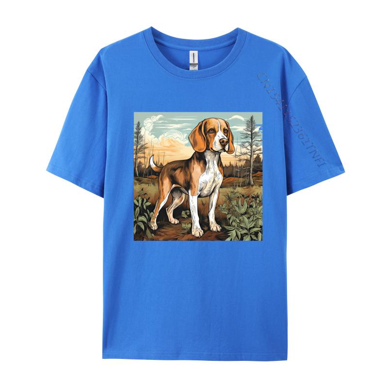 Dog Beagle Dog In Retro TShirt Dog Outdoor Casual Cotton Mens Tees Fashionable Fitted Tshirts For Autumn