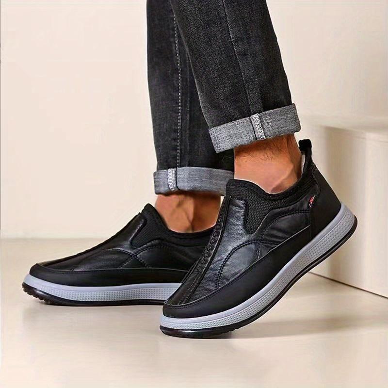 Men's Slip-On Winter Boots - Thermal Insulated Cold Weather Shoes with Non-Slip PVC Sole, Easy Slip-On Closure,Short Boot Design