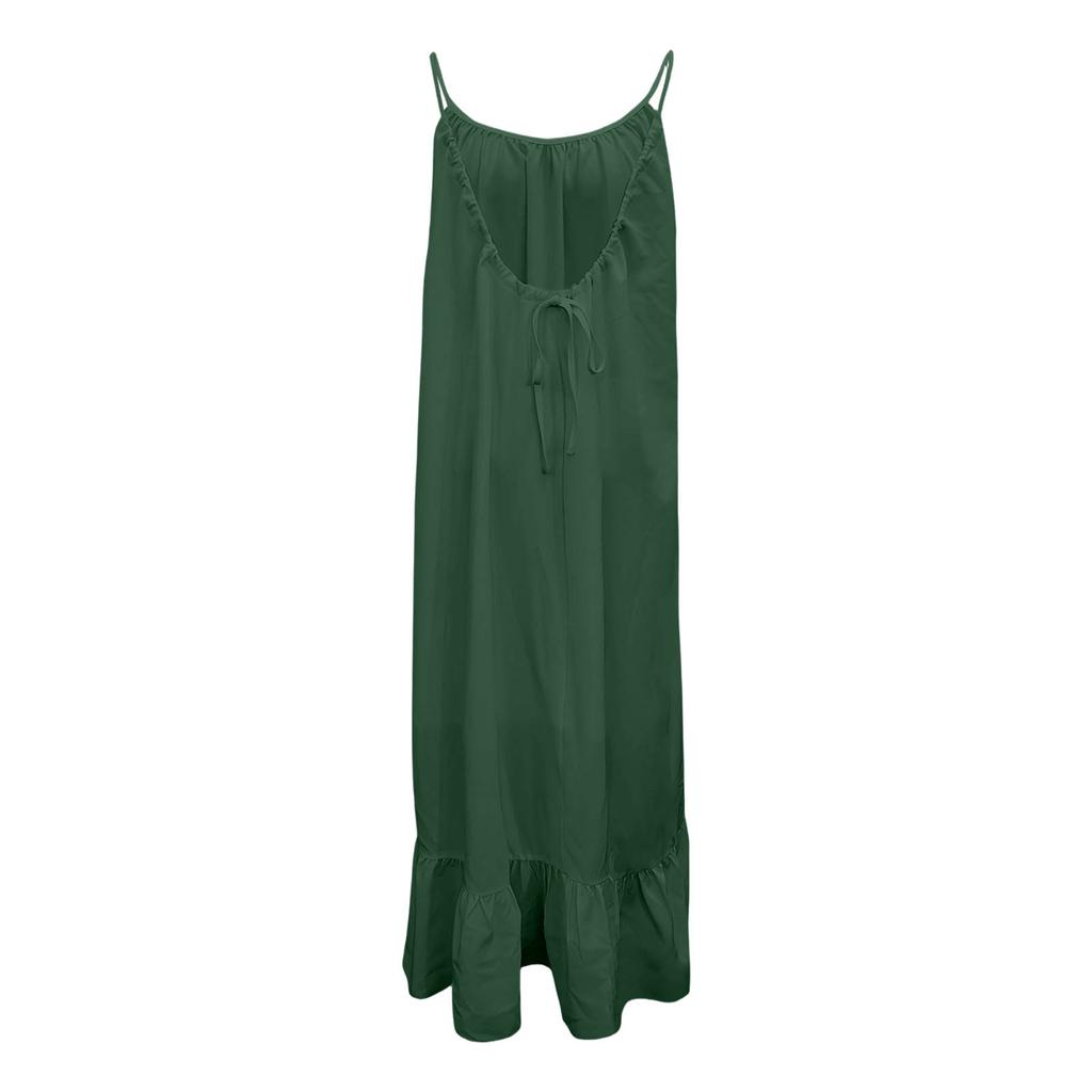 Women's  Breathable Backless Ruffled Hem Long Dress