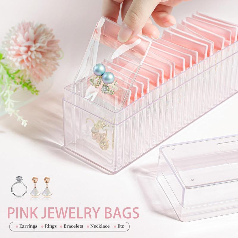 Travel Acrylic Jewelry Box Clear Jewelry Organizer with 20 Pvc Portable Anti Oxidizing Sealed Bag Earrings Ring Necklace Storage