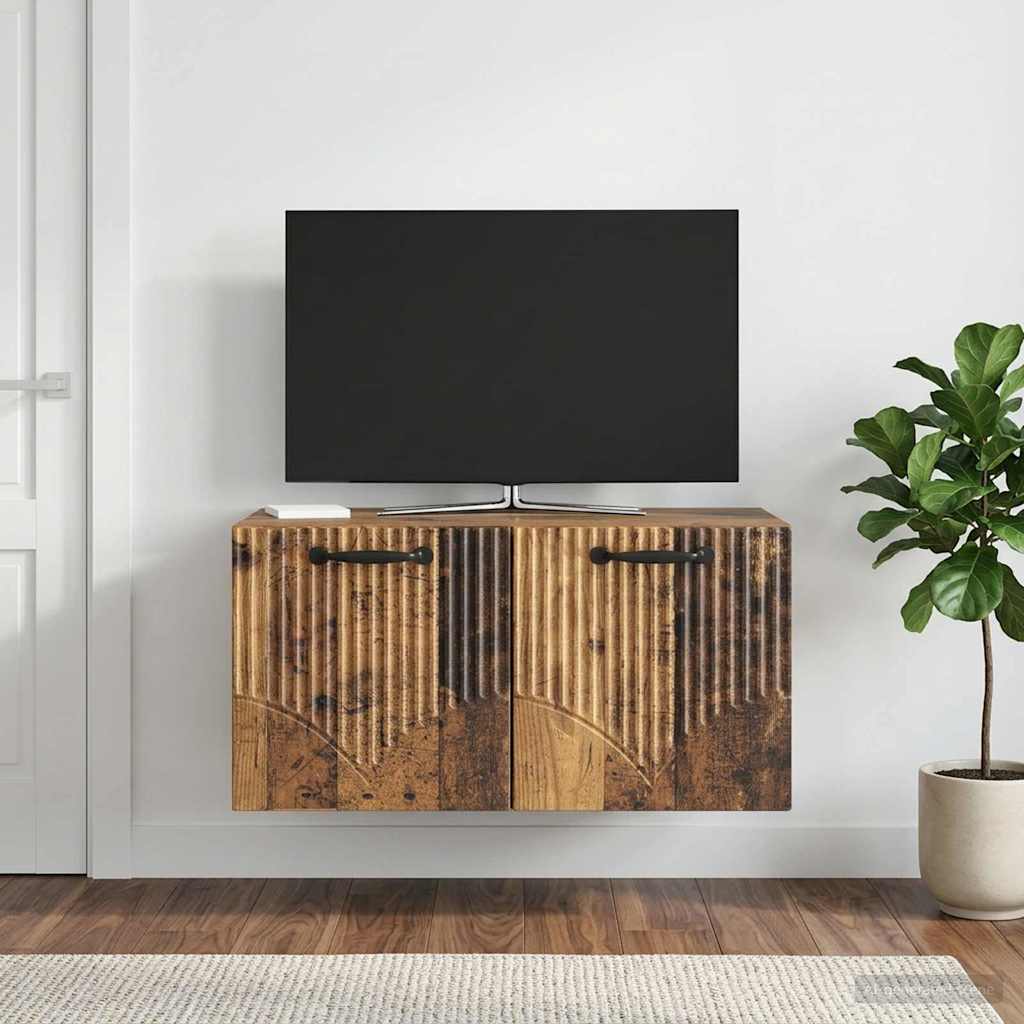 Wall Mounted TV Cabinet Reclaimed Wood Look 59.5 x 41 x 30 cm