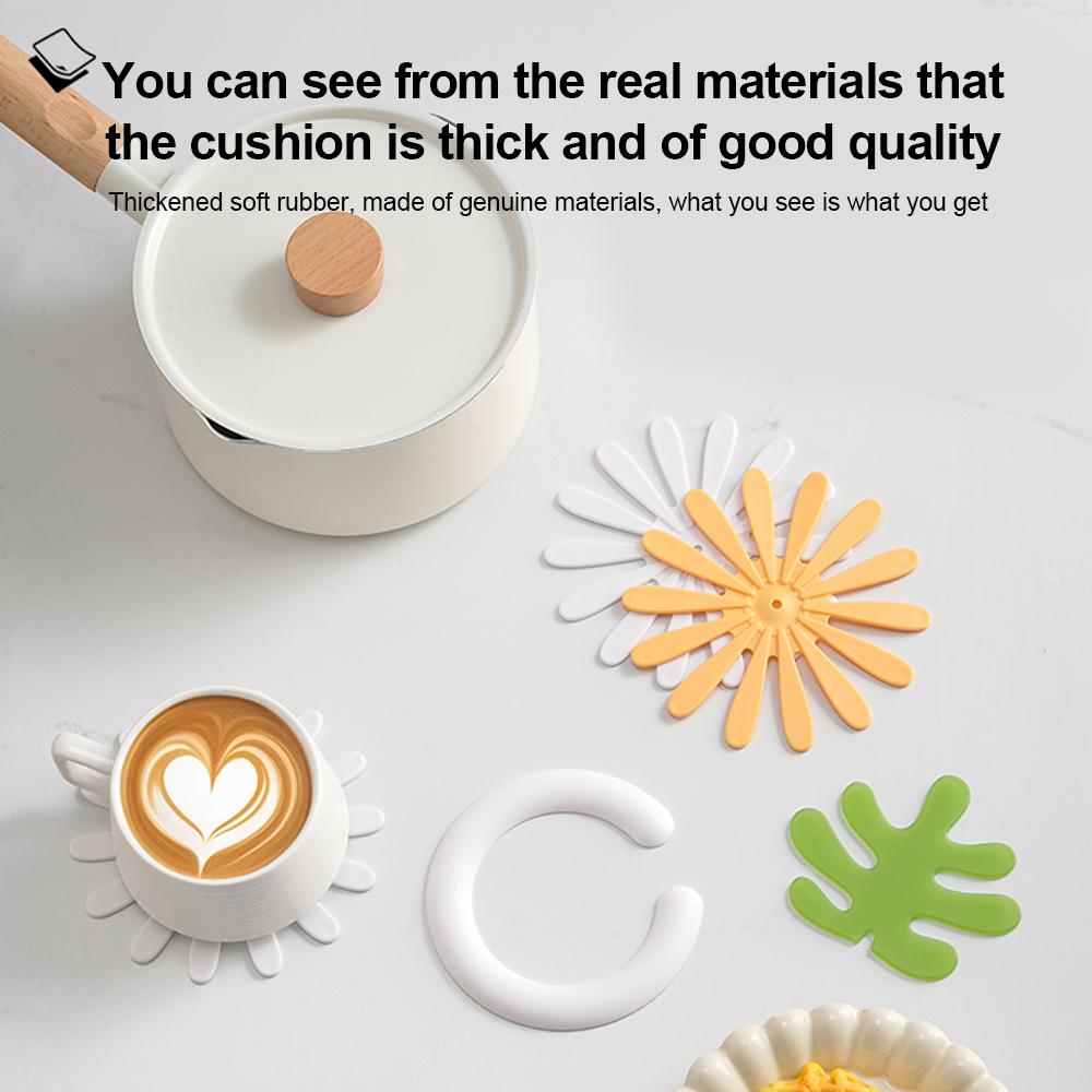 Daisy Shape Silicone Coaster Kitchen Table Heat Resistant Anti-scalding Mat Cup Tableware Placemat Table Decoration