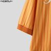 INCERUN Men Round Neck 3/4 Sleeve Striped Print Stitching Summer T-shirts Tops