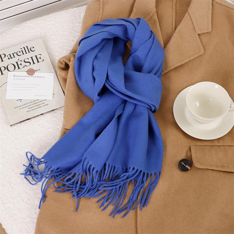 30*180cm Korea Styles Solid Color Cashmere Winter Warm Women Scarf Thicken Shawl Tassels Pashmina Hijab Wrap Windproof Foulard