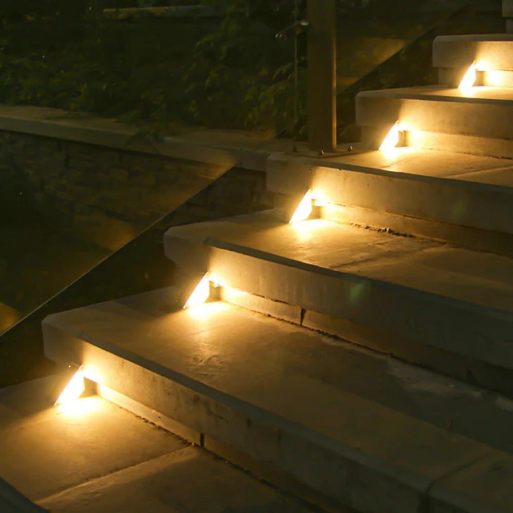 4 PCS LED Solar Step Lights, Waterproof Outdoor Stair Lights, Solar Deck Lights Outdoor Solar Landscape Lighting for Yard, Patio