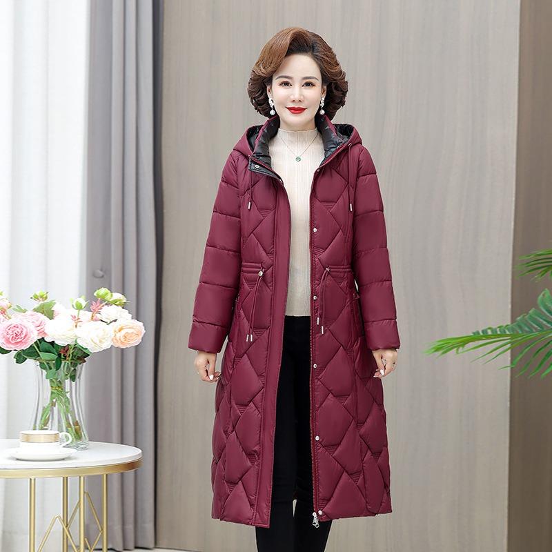 

Зимняя новая одежда с хлопковым наполнителем, женская модная одежда с хлопковым наполнителем, длинные куртки с хлопковым наполнителем до колена, приталенные теплые куртки 5XL suggestion [150-165] catties темно-красного