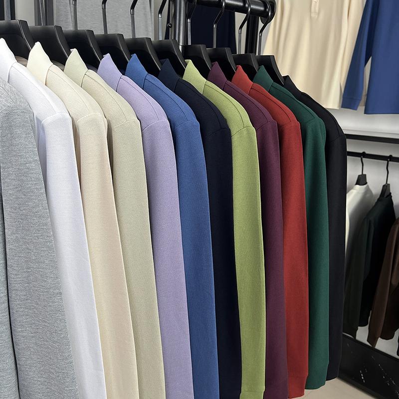 STORN Herren Poloshirt Baumwolle Kragen Hund Stickerei Langarm T-Shirt Herbst Neu Business Casual Gutaussehende Herrenbekleidung