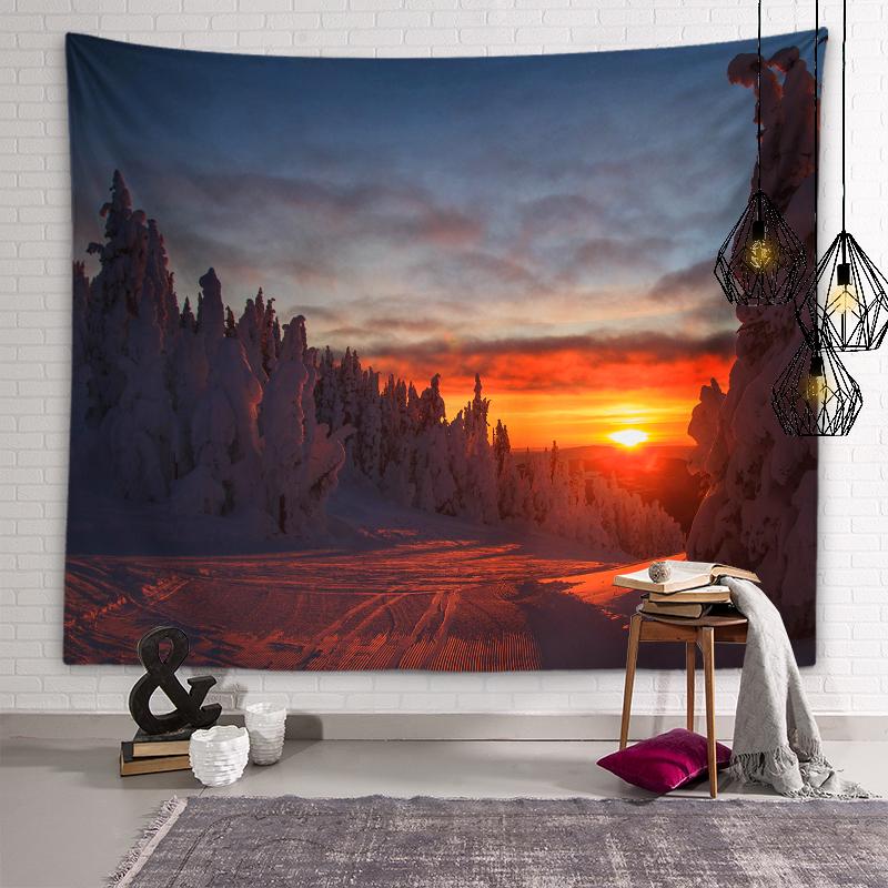 Winter Landscape Wall Art Aesthetic Tapestry Sunset View Tapestry Dormitory Room Aesthetic Decor Bedroom Home Decor