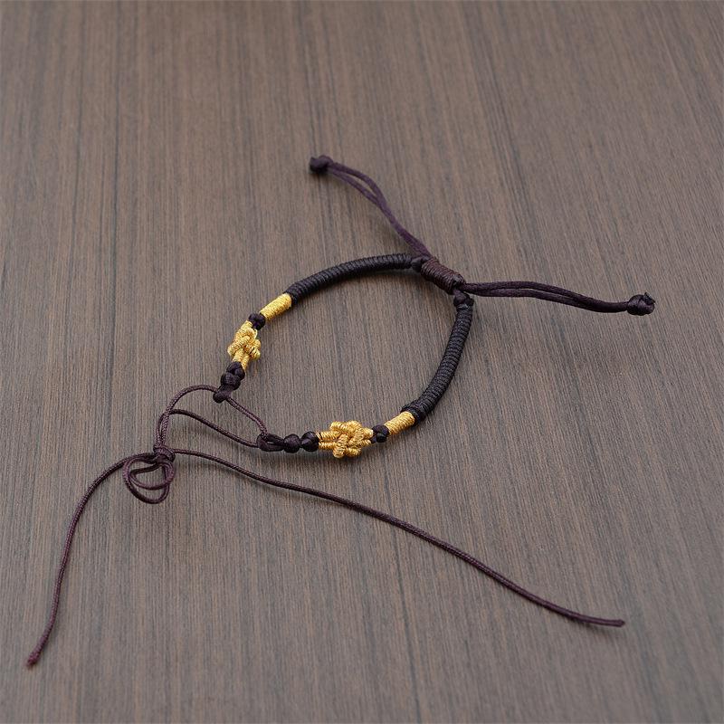 Handmade Woven Bracelet with Ping'an Buckle and Lucky Beads - Unisex DIY Semi-finished Bracelet Rope