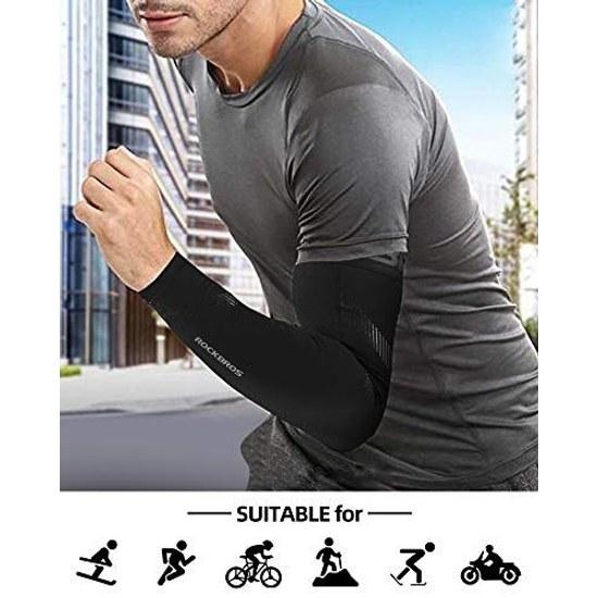 ROCKBROS Arm Cover Mens Summer Sleeve Cooling UPF50+ Sun Protection Moisture-Wicking Anti-Slip Outdoor Sports Golf Baseball Running