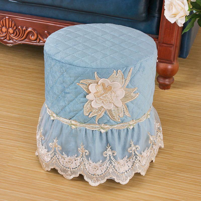 

Чехол на табурет для пианино «Всё включено», Чехол на табурет для переобувания, Чехол на туалетный столик, Квадратный круглый Защитный чехол для табурета, Ткань Кружево Вышивка Icing on the cake blue round