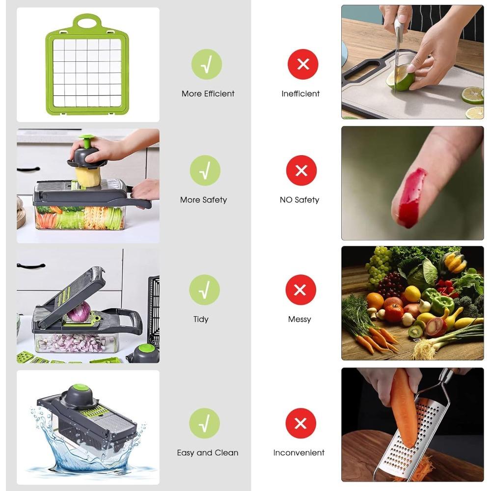 Vegetable Chopper Manual Food Processor, Veggie Chopper Cutter for Salad Garlic Nut Onion