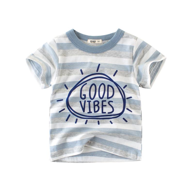 2024 Boys Striped Cotton T-Shirt - Short Sleeve, Summer Kids Clothing 140 cm