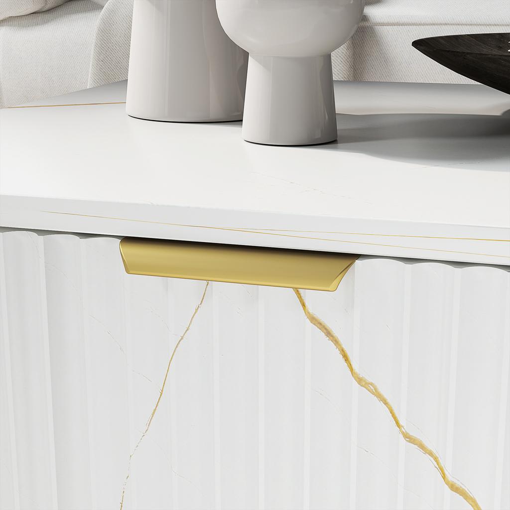 Elegant Marble Effect Storage Coffee Table - White