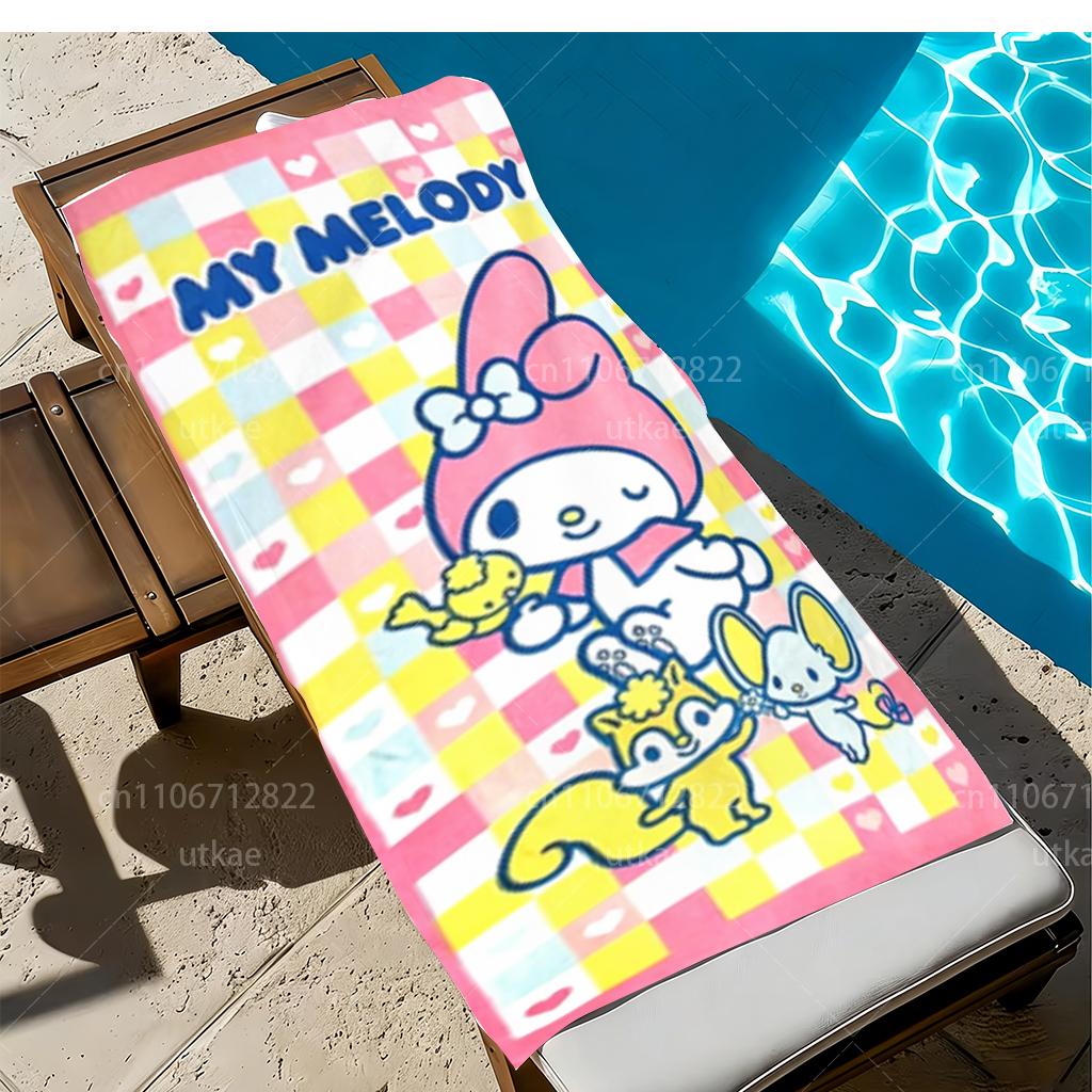 My Melody Microfiber Beach Towel Absorbent Quick Dry Ultra Soft Bath Towel for Beach Swim Bath Kids Adults
