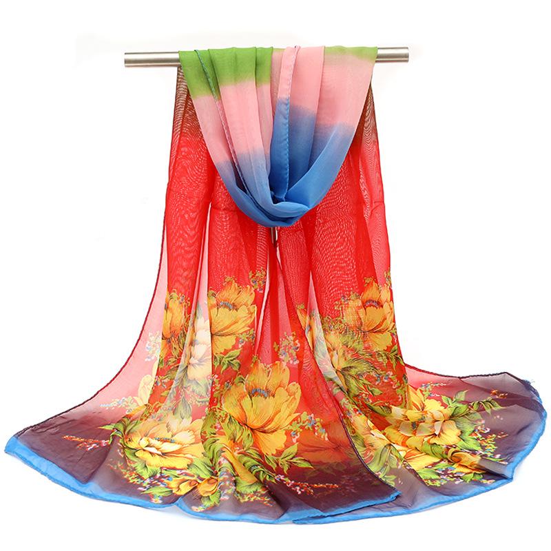 Lightweight Chiffon Scarf: Spring/Summer Print, Beach Towel & Sunscreen Shawl for Ladies