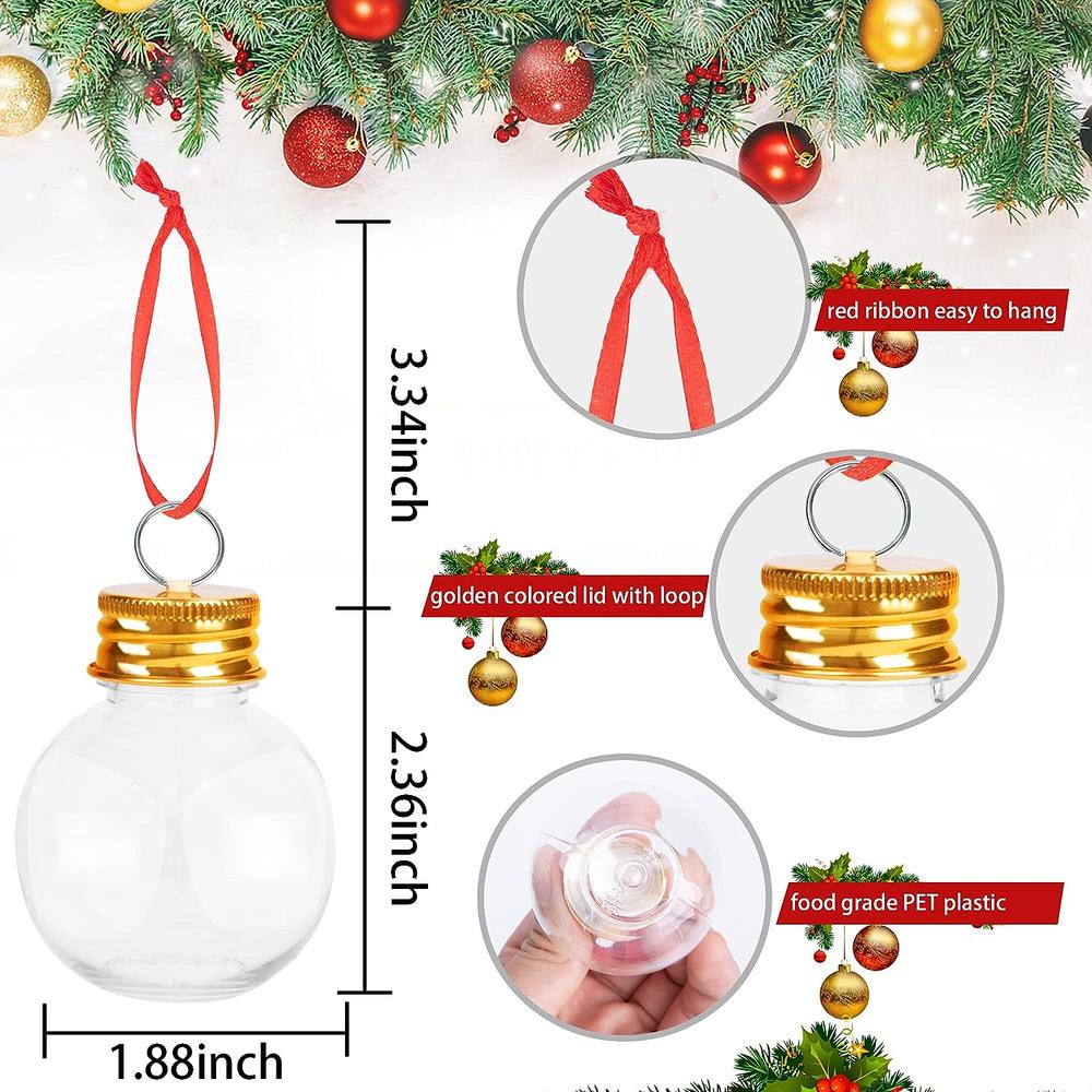 50ml Gold Cap Transparent Fruit Juice Bottle Stubby Round Plastic Bottle Shaped Snowball Bottle Christmas Decorative Bottle
