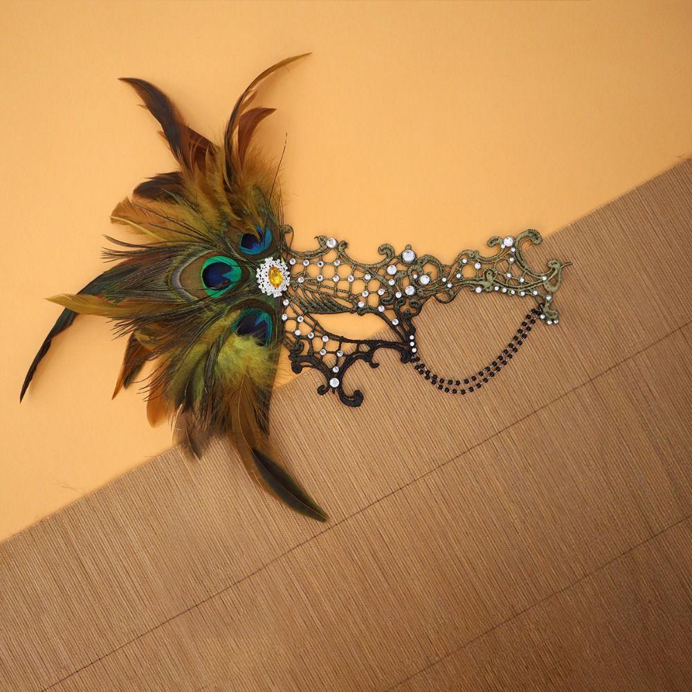 Gradient Color Lace Masquerade Mask Carnival Feather Masquerade Mask Cosplay Festival Party