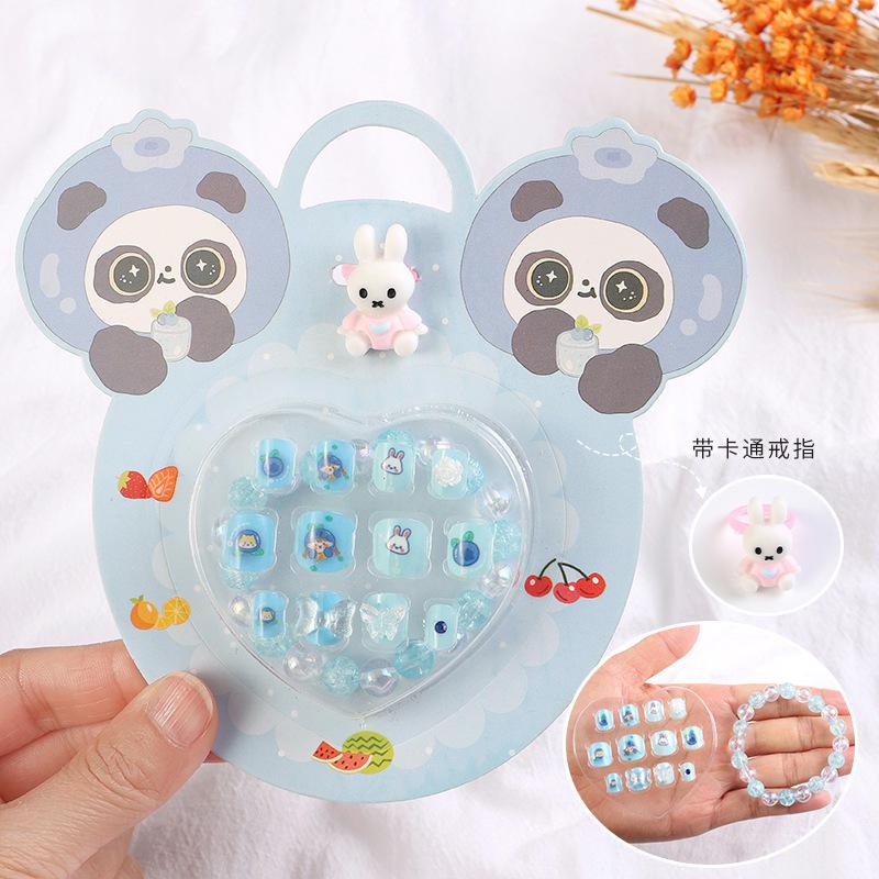 Künstliche Nägel für Kinder, Maniküre, Mädchen, Spielzeug, 3D-Cartoon-Prinzessin, Nagelaufkleber, süße Nägel, schnelle Nägel