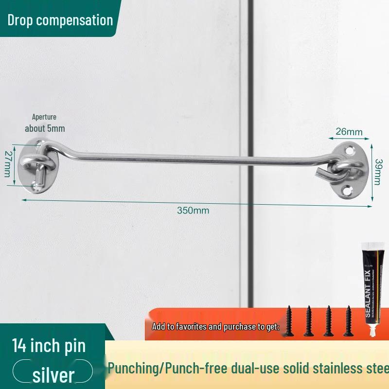 Stainless Steel No-Drill Anti-Theft Sliding Door Latch for Bathroom