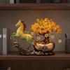 Horse and Money Tree Statue Housewarming Gift Feng Shui Ornament Good Luck Symbol Gemstone