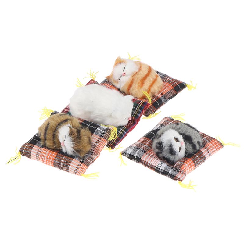 Car Ornaments Simulation Sleeping Cats Decor Plush Doll Auto Accessories