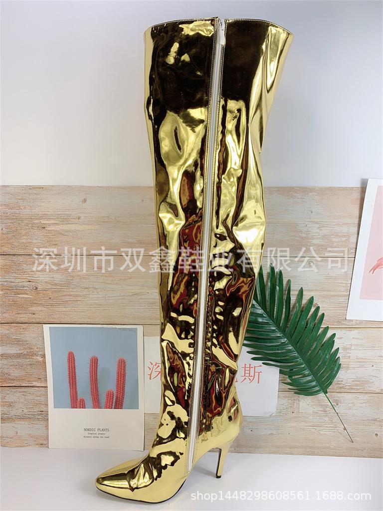 2025 solid color order fine heel viscose shoes high top red average size high heel banquet pointed fashion boots 12cm