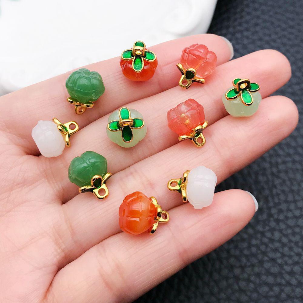 Set of 10 Colorful Glass Four-Leaf Clover Pumpkin Charms for DIY Jewelry