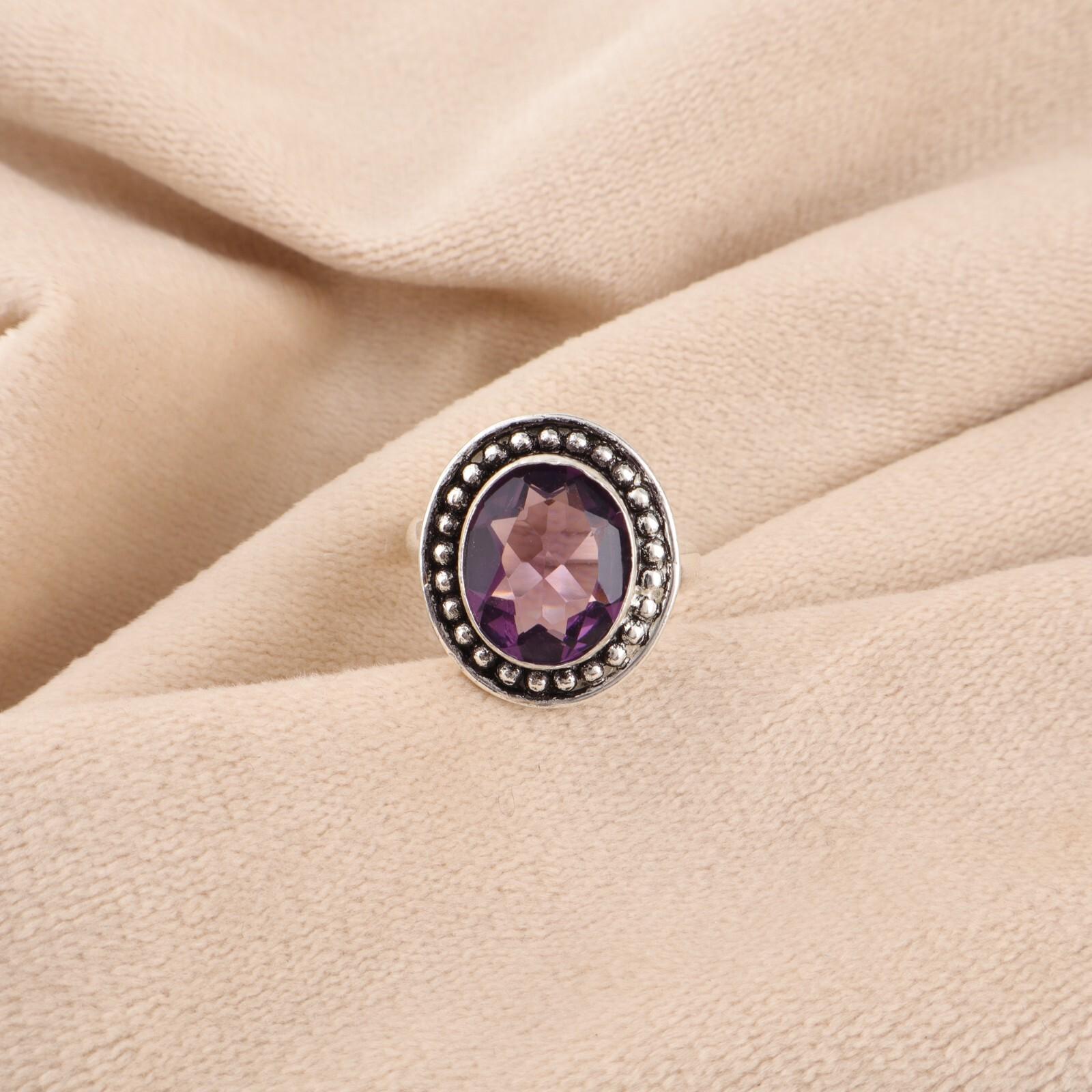 

Аметист Драгоценный камень 925 Стерлинговое серебро Ювелирные изделия Ручной работы Кольцо в подарок на День матери RR-62-6 7.5