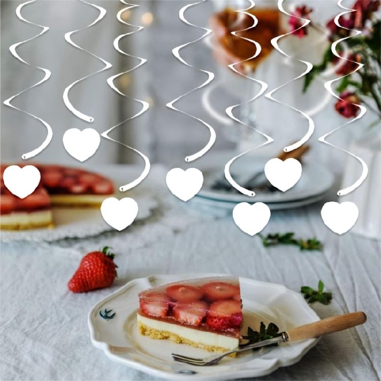 30pcs White Heart Swirl Streamers Hanging Decoration For Elegant Wedding And Festival Celebration Room Ceiling Ornament